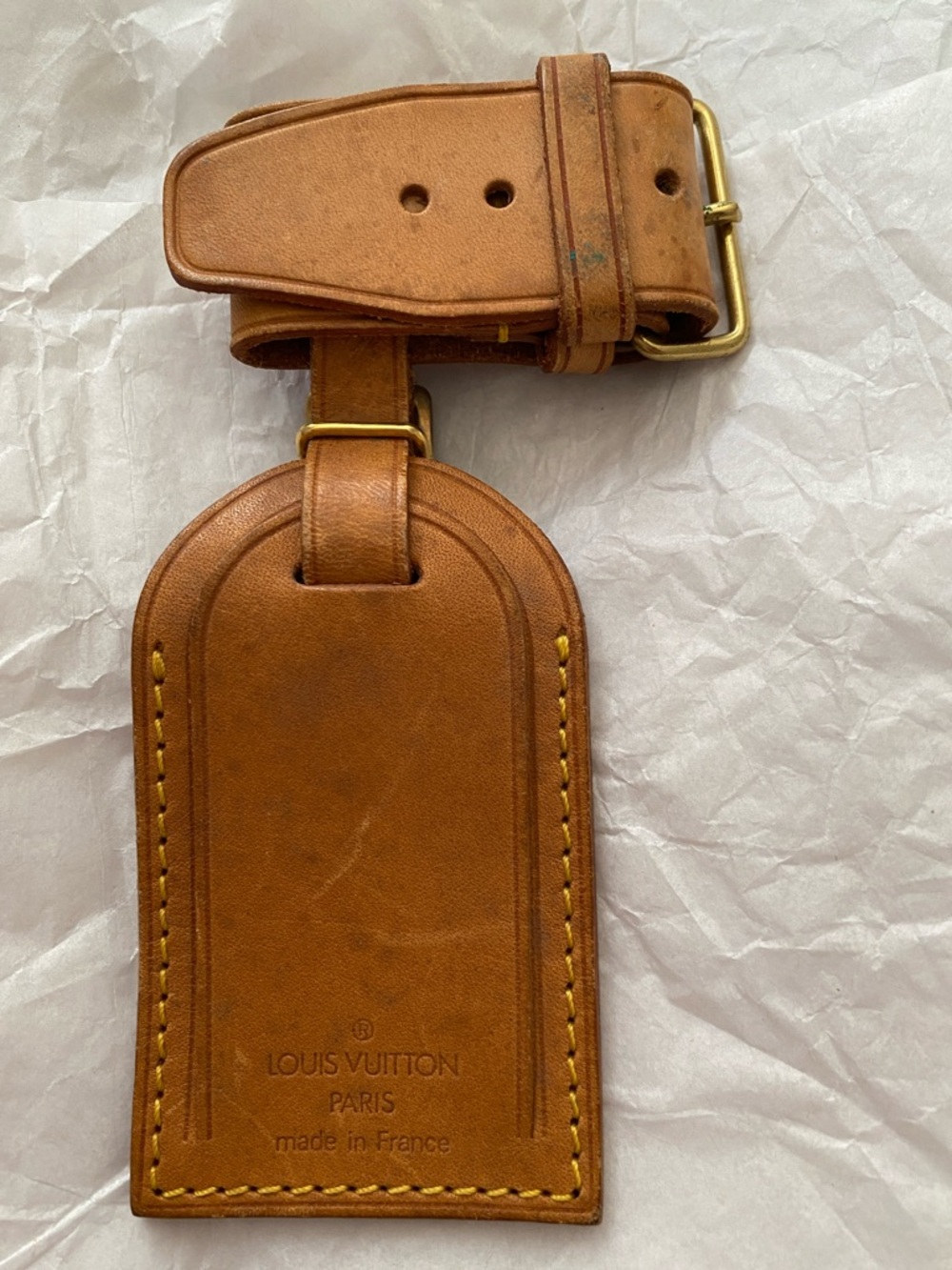 Louis Vuitton Tan Leather Luggage Tag with Gold-Tone Buckle and Poingnt set #4 - Picture 1 of 5